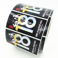 Etiqueta Adhesiva de Papel Resistente, Laminada Brillante, Impermeable, con Estampado en Caliente Dorado en Rollos para Bebidas (Personalizable)