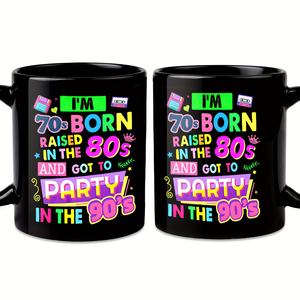 ถ้วยกาแฟเซรามิกย้อนยุคแบรนด์ตลก70S <span class=keywords><strong>90s</strong></span> พร้อมแก้วน้ำสีดำทนทานพร้อมข้อความ "ฉันเกิดในยุค70" สำหรับวันเกิด - Product Image 4