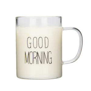 Seaygift logo personnalisé résistant à la chaleur en vrac verre bonjour tasse à café tasse borosilicate petit déjeuner tasses avec couvercle en bambou cuillère - Product Image 2