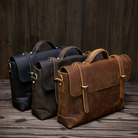 GA70 – porte-documents vintage en cuir de cheval fou pour ordinateur portable, sacoches d'affaires pour hommes, sac à bandoulière personnalisé