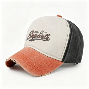 High Quality 6 Panel Cotton Distressed Baseball <b>Cap</b> for Men & Women Custom <b>Vintage</b> Embroidery Logo - Product Image 3