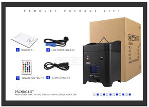 SHEHDS 6x18W RGBWAUV LED Projecteurs d'extérieur sans fil à télécommande sur batterie pour maison, <span class=keywords><strong>DJ</strong></span>, <span class=keywords><strong>mariage</strong></span> - Product Image 6