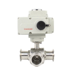 Vanne à boisseau sphérique trois voies YMER en acier inoxydable pour l'eau, commande AC220V/DC24V 4-20mA - Product Image 1
