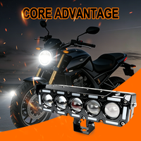 Phare de Conduite Super Lumineux IP67 à 5 Lentilles, Barre Lumineuse LED de Travail 50W avec DRL, Phare LED Tout-Terrain avec Ventilateur pour Moto