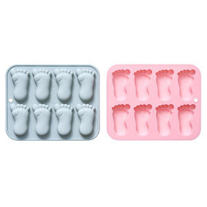 Moldes de Silicona para Pastel con Diseño de Huellas de Bebé, Reutilizables, de Grado Alimenticio, Lindos Moldes Magnéticos de Silicona para Chocolate, Dulces y Hielo - Product Image 1