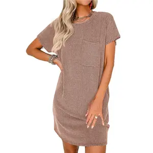 65% Rayon 35% Polyester Wholesale Summer Women's T-shirt Dress T-shirt Dresses For Women T-shirt Dress