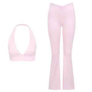 GY987- Halter Backless <span class=keywords><strong>Nude</strong></span> Beauty Back Running Neck Sports Underwear Bra Fitness Speaker Pants Yoga Suit Women - Product Image 5