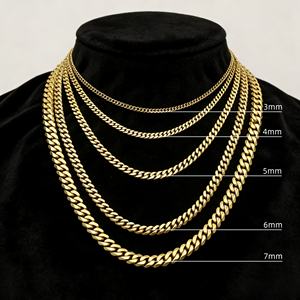 Collar de cadena cubana Miami de acero inoxidable chapado en oro de 14k de 3mm, 4mm, 5mm, 6mm, 8mm al por mayor con cierre de langosta para hombre - Product Image 6