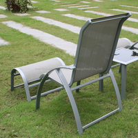 Ensemble de chaises longues en aluminium Joyeleisure, durables, pour l'extérieur, avec poufs et table basse, pour villa/park, 5 pièces, meubles pliables en métal