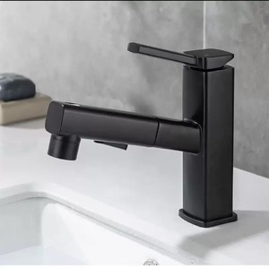 High Quality <strong>Pull</strong> Out Black Brass Alloy <strong>Bathroom</strong> Tap Hot Cold <strong>Sprayer</strong> Mixer Taps Black <strong>Pull</strong>-Out Basin <strong>Faucet</strong> - Product Image 6
