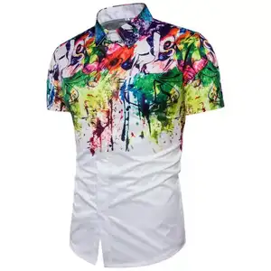 Đầy Màu Sắc Tie Dye Bãi Biển Áo Sơ Mi Cầu Vồng In Hawaii Giản Dị Áo Sơ Mi Mens Áo Cánh Ngắn Tay Áo Đồ Họa Quần Áo Áo Sơ Mi