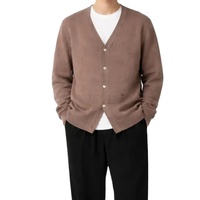 Vente en gros de cardigan en cachemire classique personnalisé, col en V, boutonné, pour hommes