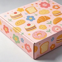 Boîte à pâtisserie personnalisée en carton ondulé pliable rose pour le stockage des aliments