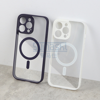 Étui de téléphone personnalisé transparent en TPU+PC magnétique anti-rayures et antichoc, coque arrière rigide transparente pour iPhone 15 Pro Max