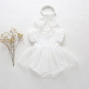 Ropa de Verano para Bebé, Vestido Romper sin Mangas con Cuello Redondo y Encaje de Alta Calidad, Regalo de Bautizo, Vestido Sólido para Bebé Niña - Product Image 3