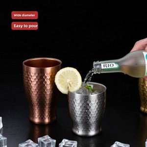 Tasse à <span class=keywords><strong>eau</strong></span> martelée double paroi en acier inoxydable 304 coréen, cadeau promotionnel, tasse à café pour usage commercial, restaurants de barbecue - Product Image 2