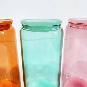 Verres à bière et soda incassables de 16 oz sans BPA en verre borosilicate, avec couvercles en plastique et pailles, pour l'extérieur – Expédition depuis l'entrepôt américain - Product Image 2