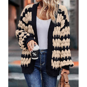 <span class=keywords><strong>Cardigan</strong></span> da donna con scollo a V a maniche lunghe lavorato a maglia in <span class=keywords><strong>cotone</strong></span>, - Product Image 3