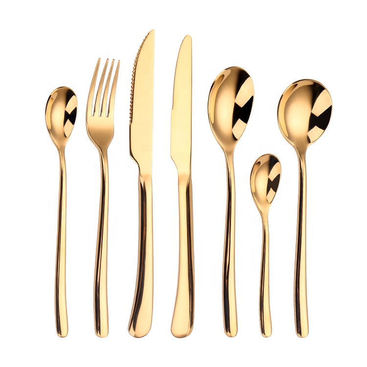Лидер продаж на Amazon, буфетный столовый сервиз, набор золотых столовых приборов из нержавеющей стали для свадьбы