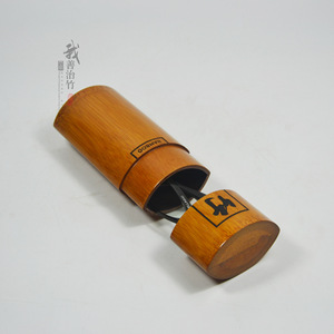 Bamboo Eyeglass Case Carbonized Color Flat Ellipse Shape JY-03 Storage Tube For Eyeglasses - Product Image 5