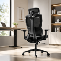 Chaise de bureau pivotante ergonomique unique en maille noire à dossier haut avec base en aluminium et accoudoirs réglables