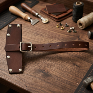 HUNTING HUNTS Handmade Classic Brown Cowhide Leather <b>Axe</b> Hatchet Sheath Carpenters Adjustable Wood <b>Handle</b> Nickel Plated Alloy - Product Image 2
