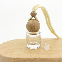 Diffuseur de voiture suspendu transparent de 8 ml, forme plate, avec couvercle en bois, logo personnalisé, impression sérigraphique, parfum d'ambiance