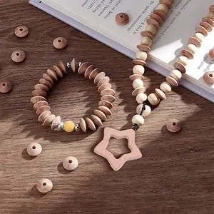 Bangxing Custom Abacus Perlen Holz perlen 12mm Linsen Loose Spacer Perlen für Schnuller Kette Halsketten Armbänder