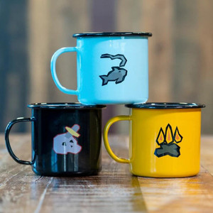 Tazas de camping esmaltadas azules con manchas, de 300 ml de capacidad, con logotipo personalizado para exteriores, regalos promocionales, tazas de café esmaltadas. - Product Image 3