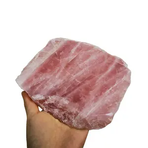 गुलाब क्वार्टज पत्थर की पटिया कच्चे पॉलिश क्रिस्टल स्लाइस प्राकृतिक रोज क्वार्ट्ज प्लेट 7-20 cm