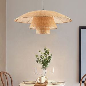 Lampe suspendue en <span class=keywords><strong>bambou</strong></span> naturel, faite à la main, en rotin, écologique, style bohème, tissage, lampe suspendue en <span class=keywords><strong>bambou</strong></span> et en osier pour restaurant - Product Image 2