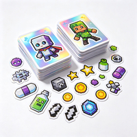 Autocollants de jeu Haoxuan holographiques en PVC, graphiques de manette de jeu, de personnages pixelisés, de barres d'énergie et d'objets virtuels, avec feuille arc-en-ciel et découpe de précision