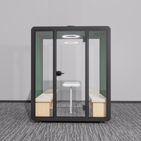 Cabine de réunion insonorisée, salle insonorisée mobile silencieuse, pod de bureau modulaire sur mesure, salle insonorisée amovible pour 2 personnes