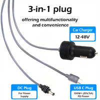 Cable de Carga para Auto VOITATOP con Conector Giratorio Sellado de 180 Grados, 3 en 1, DC 12-24V (Conductor de Cobre Puro de 18AWG), Revestimiento de Silicona