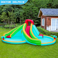 Château gonflable aquatique Doctor Dolphin pour enfants, toboggan gonflable, structure de jeux gonflable pour 4 personnes, usage domestique