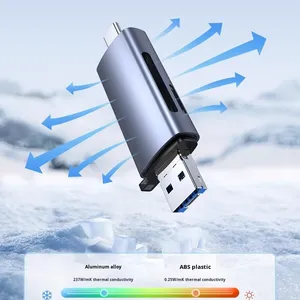 Hợp kim nhôm ba-trong-một đầu đọc thẻ USB2.0 + Type-C + Giao diện cho điện thoại di động/máy tính/máy tính bảng TF/<span class=keywords><strong>SD</strong></span> hỗ trợ - Product Image 3