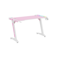 Meubles personnalisables à succès pour le jeu, pieds de table en forme de Z, bureau de jeu rose avec porte-gobelet, plateau en panneaux de particules de 18 mm