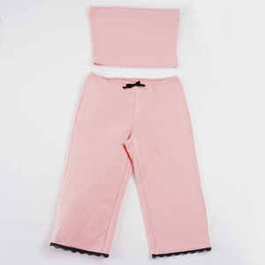 Women's Pink Lace-Trimmed Strapless Top and High Waist Bow-Decorated Capri Leggings Set Casual 2-Piece Outfit 2026 New Style - Product Image 6