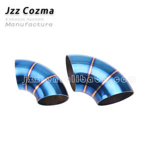 Coude d'<span class=keywords><strong>échappement</strong></span> <span class=keywords><strong>45</strong></span> degrés pour main courante d'escalier, connecteur coloré bleu, en acier inoxydable - Product Image 3