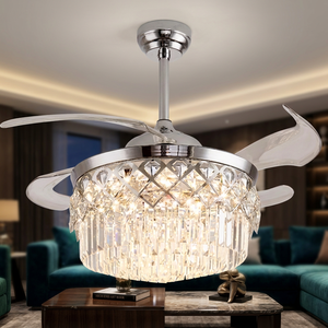 Ventilador de Techo de Cristal de 42 Pulgadas con Luz LED, Motor DC, Aspas Retráctiles, Control Remoto, Silencioso, para Sala de Estar o Dormitorio de Lujo - Product Image 1