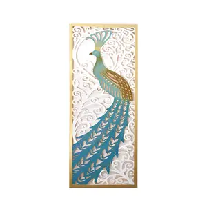 Luxury Metal Color Peacock Living Room Home Decoration Combination Wall Decoration