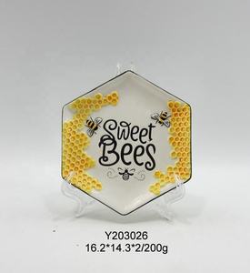 Placa de cerámica irregular de <span class=keywords><strong>8</strong></span> pulgadas, decoración de abeja de miel - Product Image 2