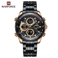 Jam Tangan NAVIFORCE 9197S RGBB Analog Digital Tahan Air Quartz Kalender Baru Pria Bisnis Bahan Stainless Steel