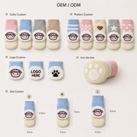 Chaussettes personnalisées pour chiens et chats, chaudes, imperméables, antidérapantes, en coton imprimé, double couche, semelle en caoutchouc, douces, respirantes, pour la marche en intérieur, soin des pattes