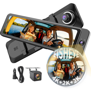 Caméra embarquée Carlover AI 4K 3 canaux avec objectif fisheye 10,99 pouces, GPS, WiFi, enregistreur DVR 4K pour voiture - Product Image 1