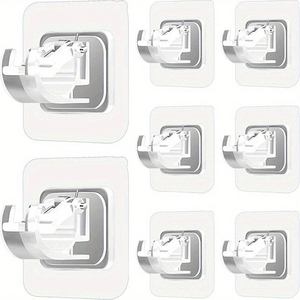 Support de tringle à rideau sans clous réglable sans trace crochets de serrage en plastique supports de support adhésif mur fixe Clip suspendu crochet de support - Product Image 2