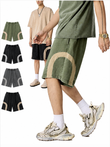 Shorts de verano estilo hip-hop con paneles en contraste, shorts cortos de corte recto y holgado, shorts casuales a la moda para hombre - Product Image 1