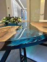 Tables de salle à manger en résine époxy pour décoration intérieure de rivière, table basse en bois, tables rondes en résine époxy, vente populaire