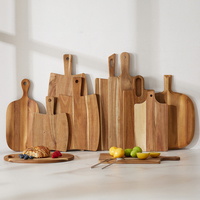 Planche à découper et à servir en bois d'acacia de qualité professionnelle avec poignée pour viande, légumes, fruits, fromage, charcuterie