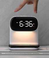 Nouvelle Horloge Réveil Intelligente Sans Fil 2026 avec Veilleuse à Contrôle Tactile 3 Niveaux de Luminosité et Lampe de Table